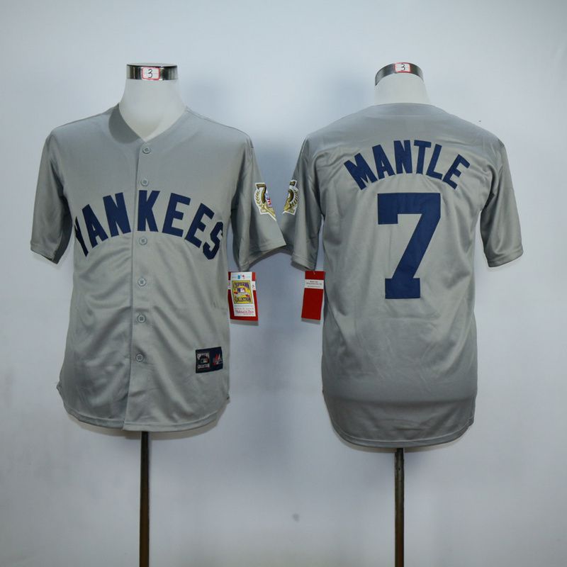 Men New York Yankees #7 Mantle Grey MLB Jerseys->women mlb jersey->Women Jersey
